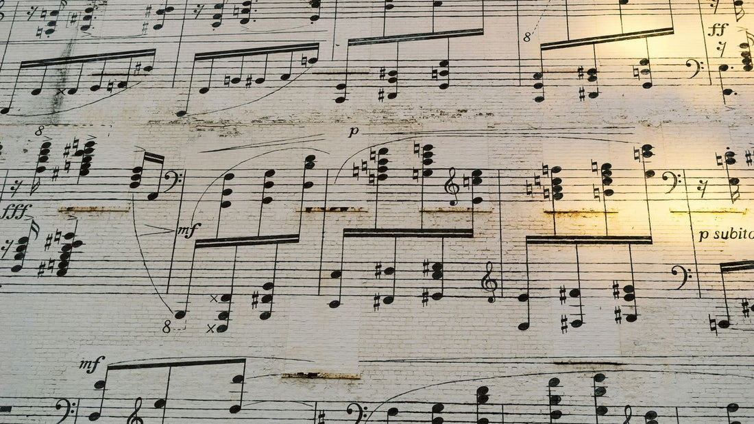 musical notes on white paper